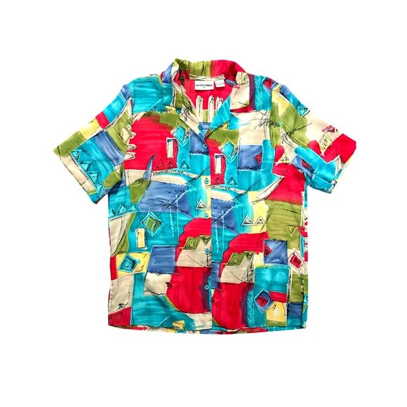 Alfred Dunner 12 Abstract Print Shirt Boldwear Retro Colorblock Artwear Blouse - Picture 12 of 13